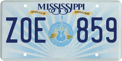 MS license plate ZOE859