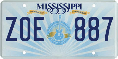 MS license plate ZOE887