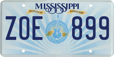 MS license plate ZOE899
