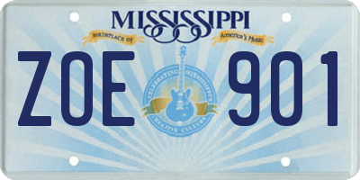 MS license plate ZOE901