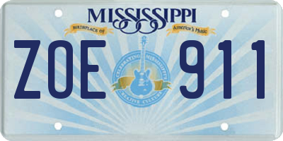 MS license plate ZOE911