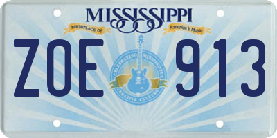 MS license plate ZOE913