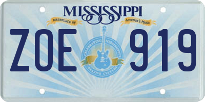 MS license plate ZOE919