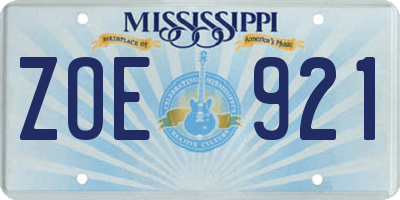 MS license plate ZOE921