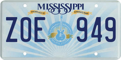 MS license plate ZOE949