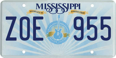 MS license plate ZOE955