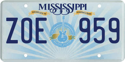 MS license plate ZOE959
