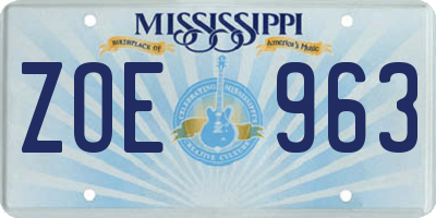MS license plate ZOE963