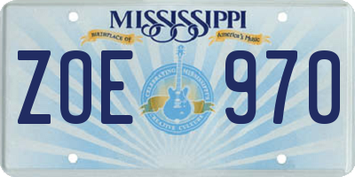 MS license plate ZOE970