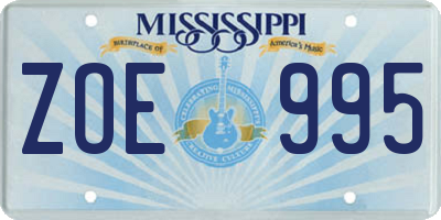 MS license plate ZOE995