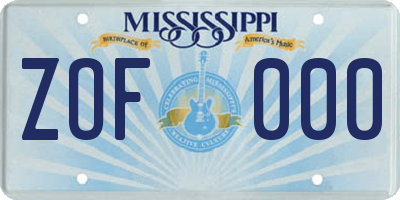 MS license plate ZOF000