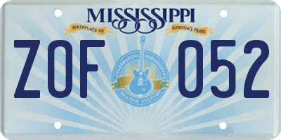MS license plate ZOF052