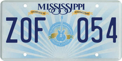 MS license plate ZOF054