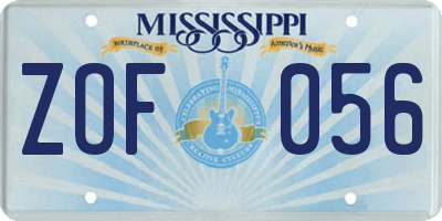 MS license plate ZOF056