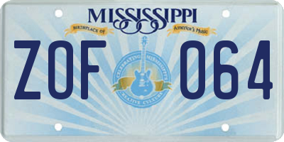 MS license plate ZOF064