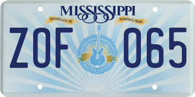 MS license plate ZOF065