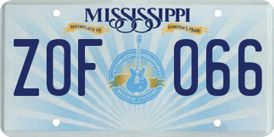 MS license plate ZOF066