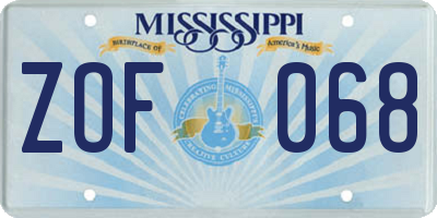 MS license plate ZOF068