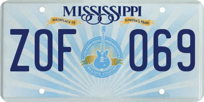 MS license plate ZOF069