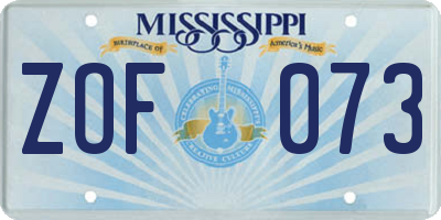 MS license plate ZOF073