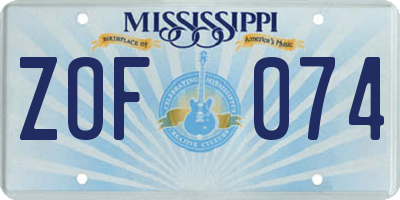 MS license plate ZOF074