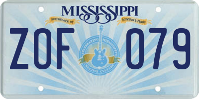 MS license plate ZOF079