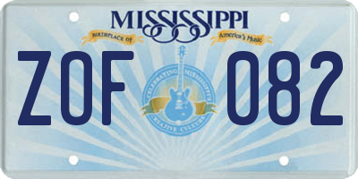 MS license plate ZOF082