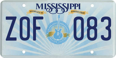 MS license plate ZOF083