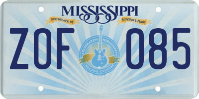 MS license plate ZOF085