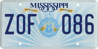 MS license plate ZOF086