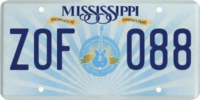 MS license plate ZOF088