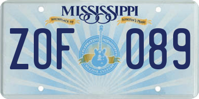 MS license plate ZOF089