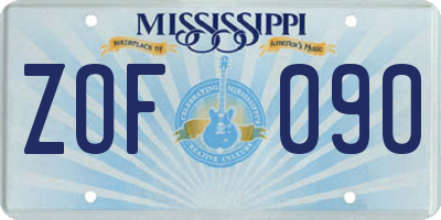 MS license plate ZOF090