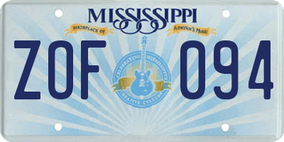 MS license plate ZOF094