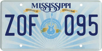 MS license plate ZOF095
