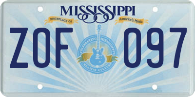 MS license plate ZOF097