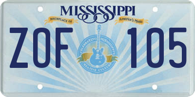 MS license plate ZOF105