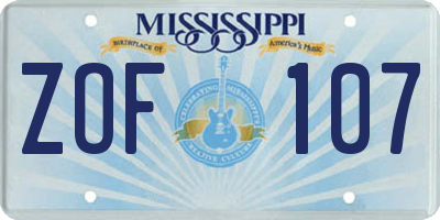 MS license plate ZOF107