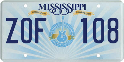 MS license plate ZOF108