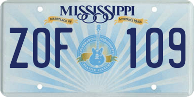 MS license plate ZOF109