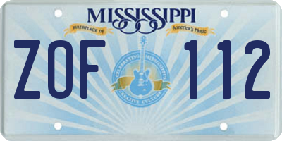 MS license plate ZOF112