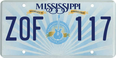 MS license plate ZOF117