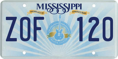 MS license plate ZOF120