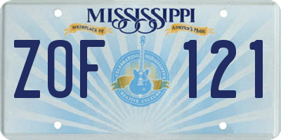 MS license plate ZOF121