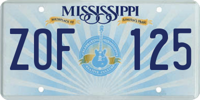 MS license plate ZOF125