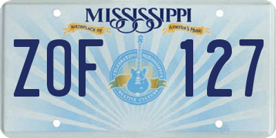 MS license plate ZOF127