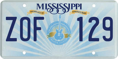MS license plate ZOF129