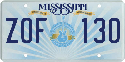 MS license plate ZOF130