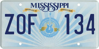 MS license plate ZOF134