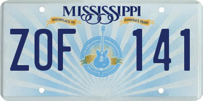MS license plate ZOF141